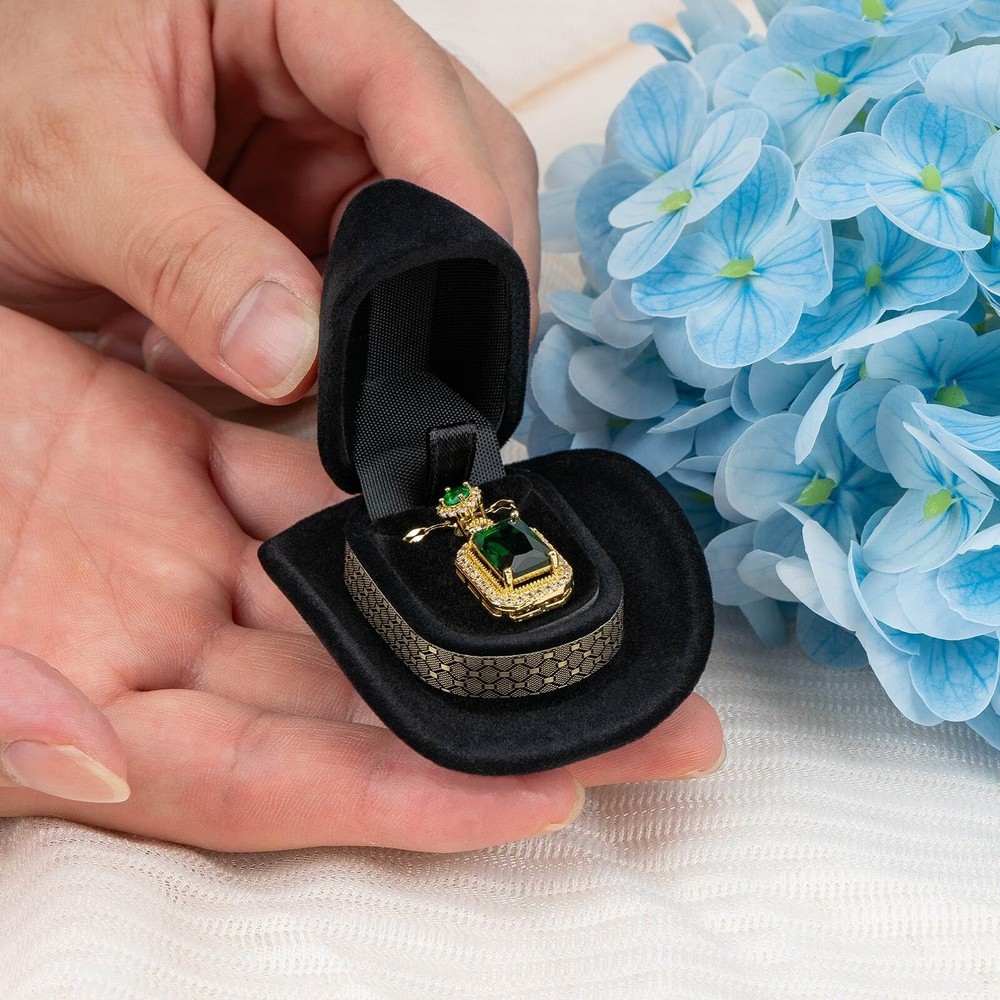 Proposal Ring Box Cowboy Hat Jewelry Box Creative Ring Box Small Ring Case fo...