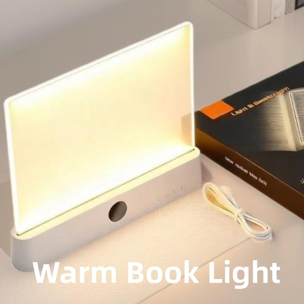 Rechargeable LED Book Light Flat Panel 3 Colors Timer Reading Lamp