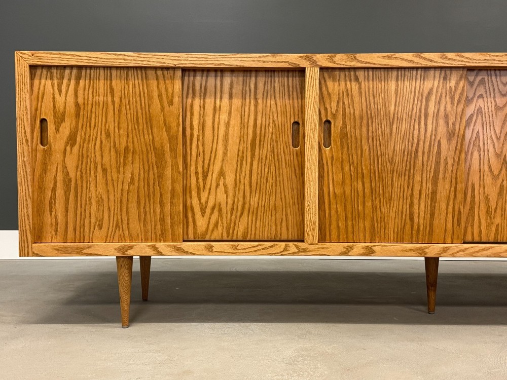 Refinished Oak 96” Sideboard Credenza