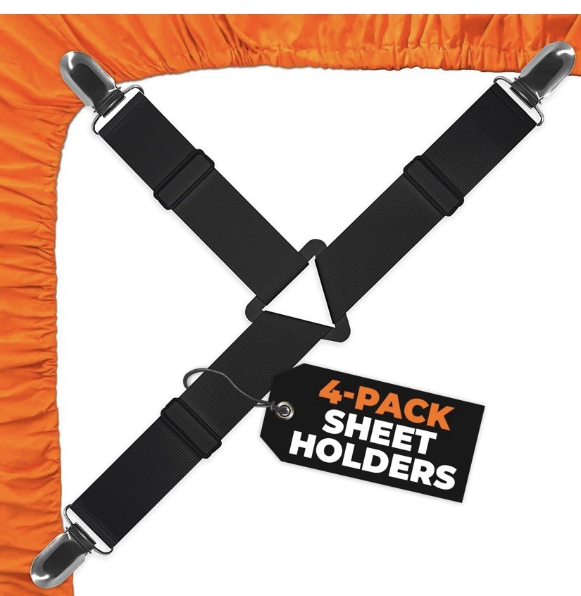 4 Pack Bed Sheet Holder Straps Adjustable Fitted Sheet Clips Corner Grippers