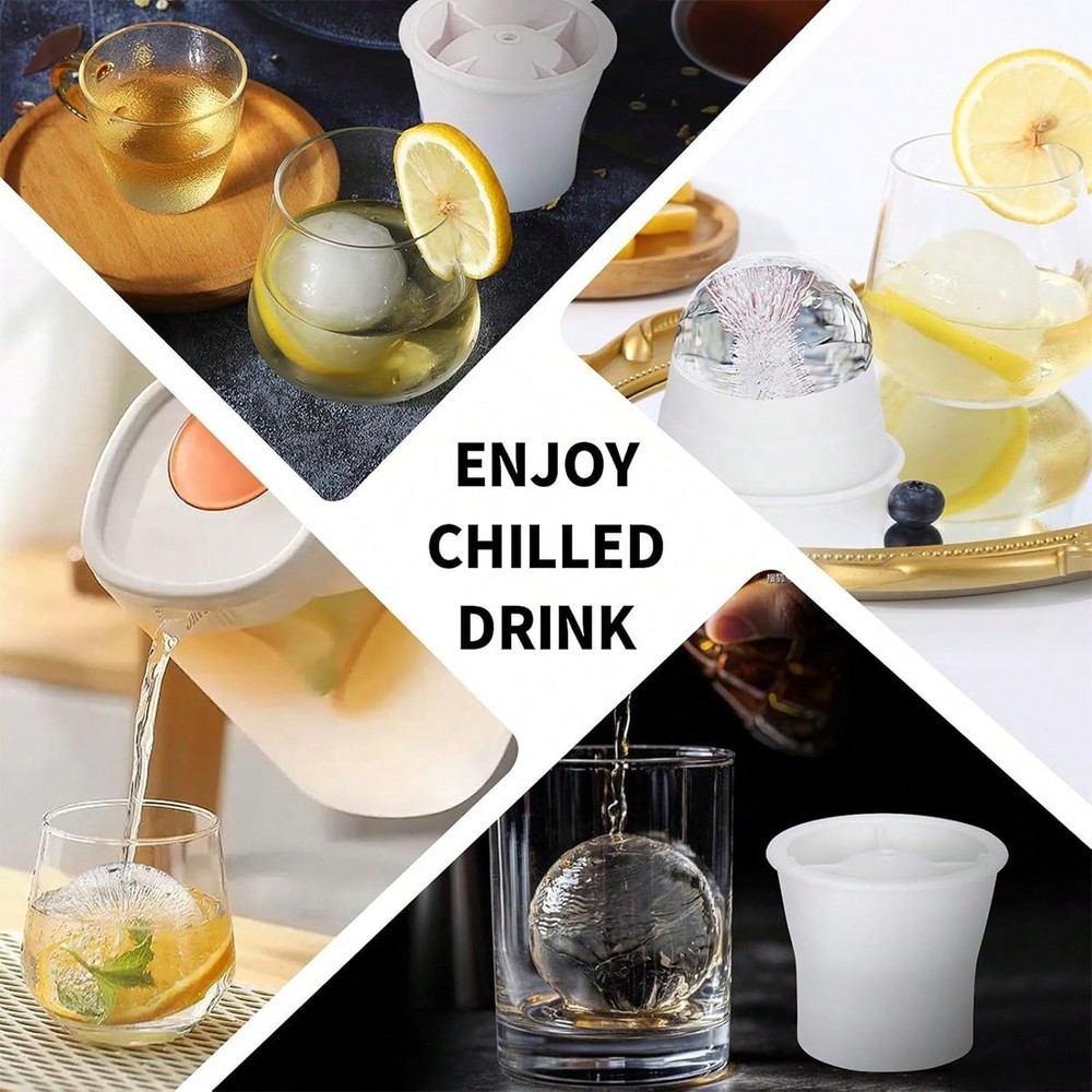 Sphere lce Ball Mold Round Maker Whiskey Cube Mold Stackable Silicone US