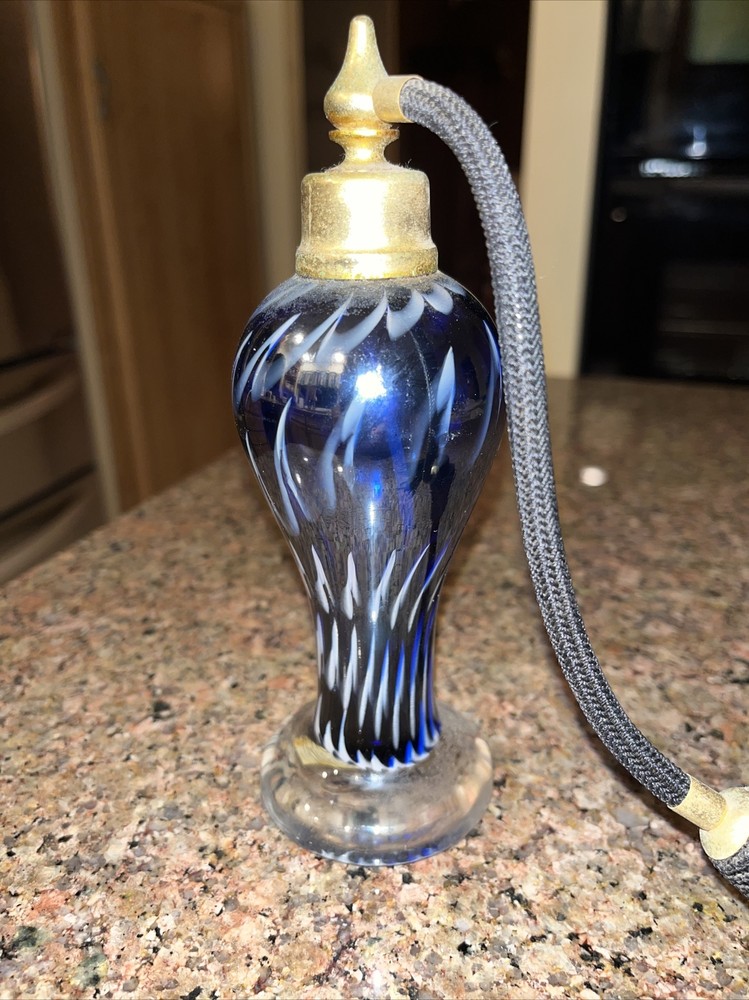 blue murano glass perfume bottle