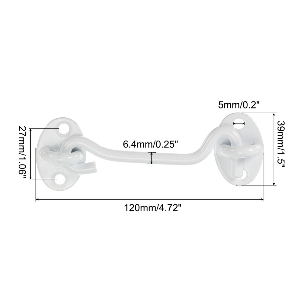 2Pcs 4" Hook Eye Latch, Privacy Hook and Eye Latch Gate Latch Lock, White