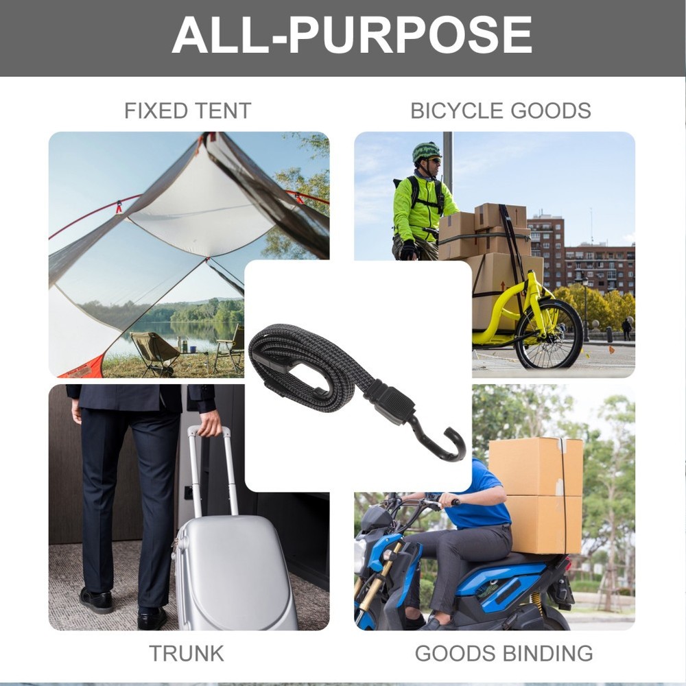 3 Pcs Heavy Duty Adjustable Bungee Cords Binding Straps With Hooks