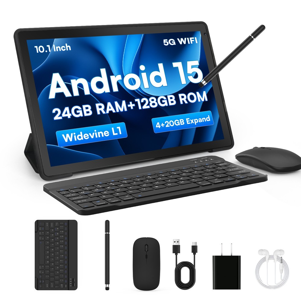 10.1 inch Android 15 Tablets HD Touchscreen Octa-Core 24GB RAM 128GB ROM WIFI 6