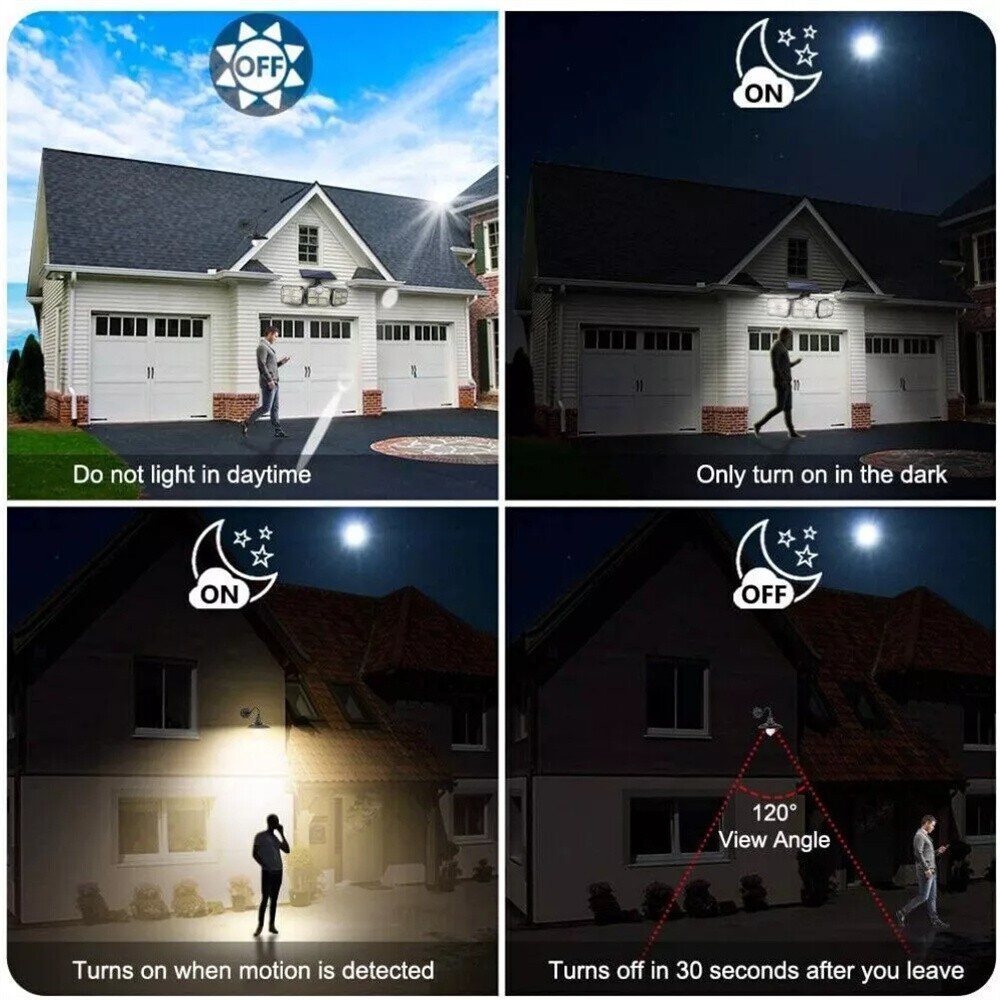 2 Pack 50000LM LED Solar Lights Outdoor Waterproof Motion Sensor Security Lamp
