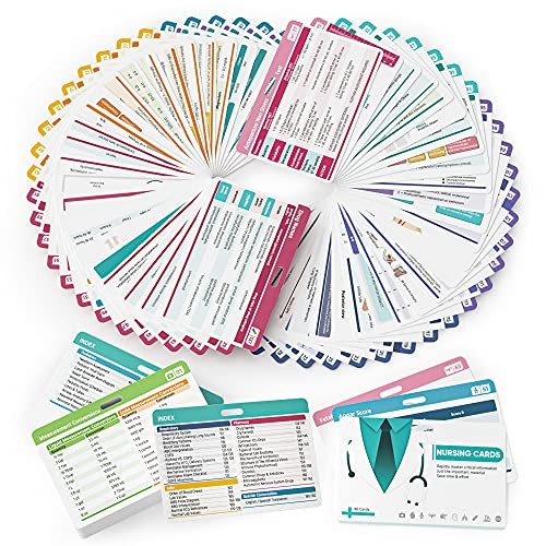 96 Nursing Badge Reference Cards, Nursing School Essentials Set- Lab Values,