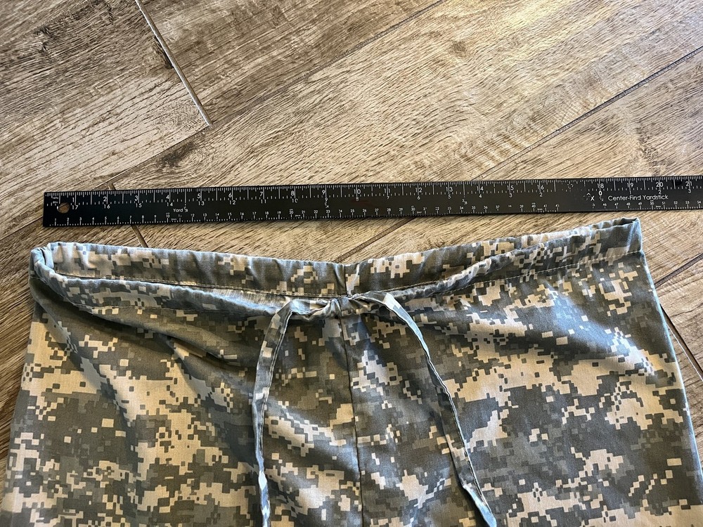 ACU Digital Camo Scrub Pants Medium 65% Poly 35% Cotton Drawstring Back Pocket