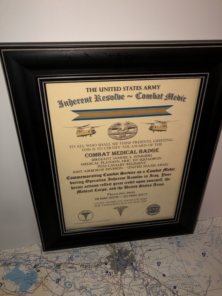 COMBAT MEDIC / CMB - INHERENT RESOLVE (COMMEMORATIVE ISSUE CERTIFICATE)