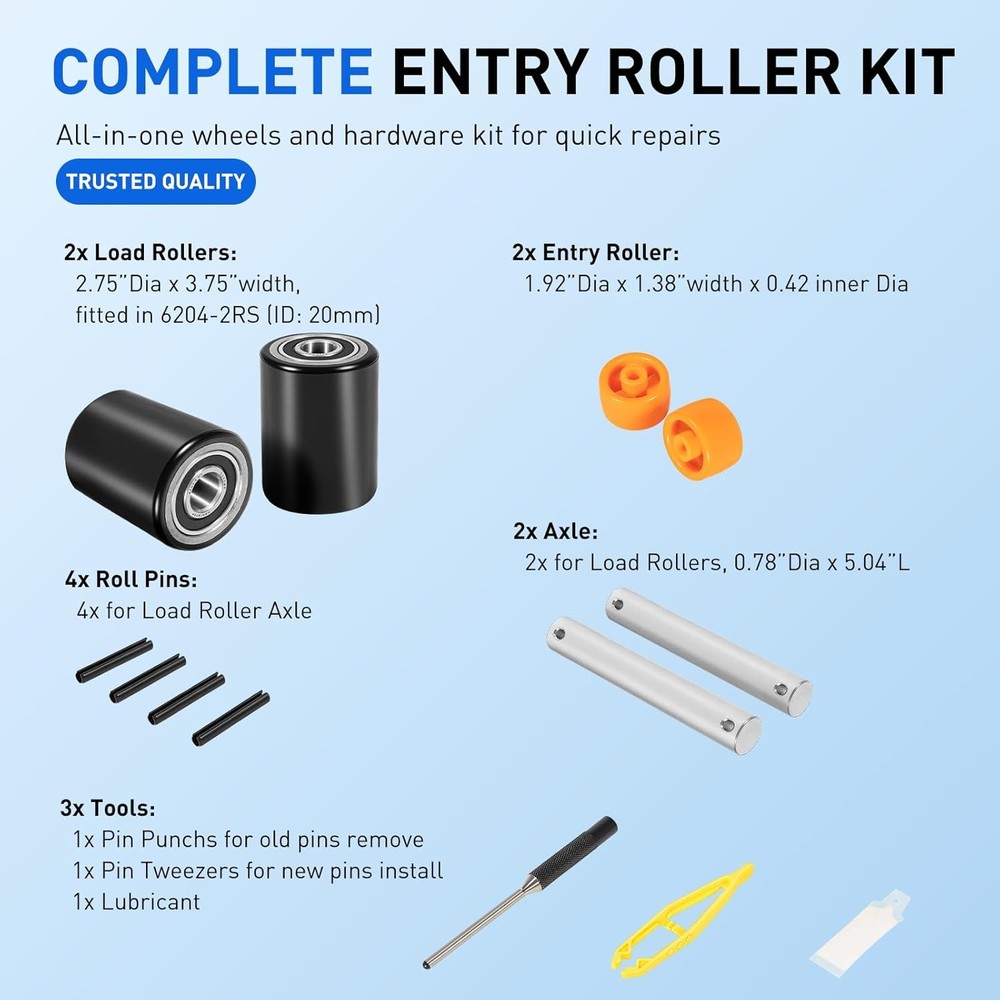 for Crown PTH50 Pallet Jack Front Load Wheels Replacement Kit Front Load Roller