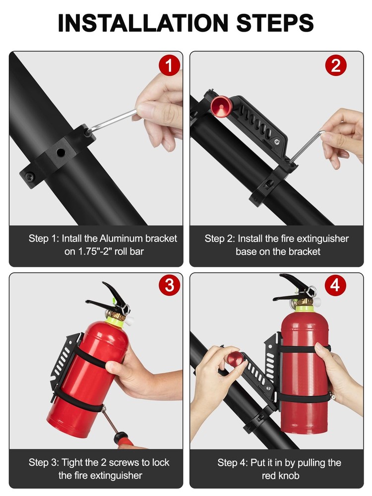 Quick Release UTV Fire Extinguisher Mount Kits, Adjustable Roll Bar Fire