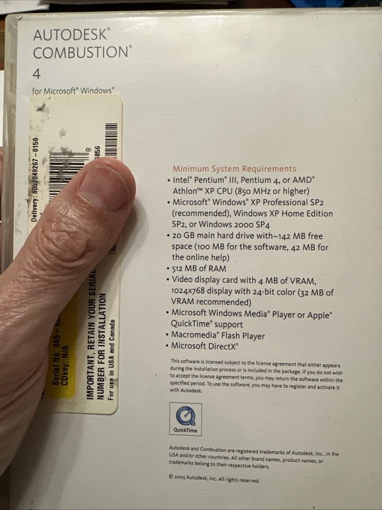 AUTODESK COMBUSTION 4 FOR MICROSOFT WINDOWS WITH SERIAL NUMBER