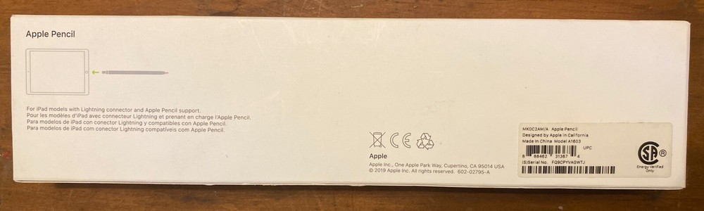 EMPTY BOX ONLY - Apple Pencil Original Model A1603 Replacement Box - OEM Genuine