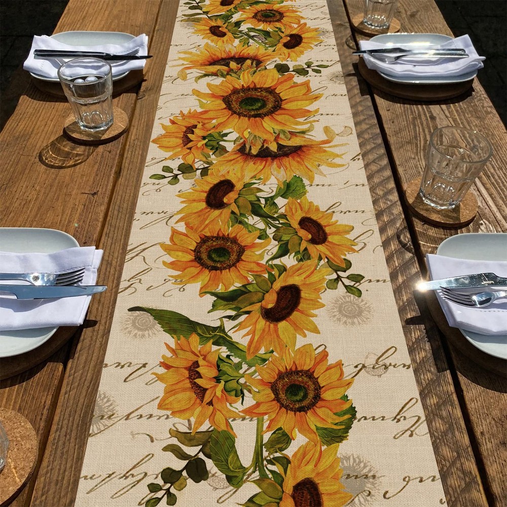 Seliem Fall Sunflowers Table Runner, Runner 13''X72'',