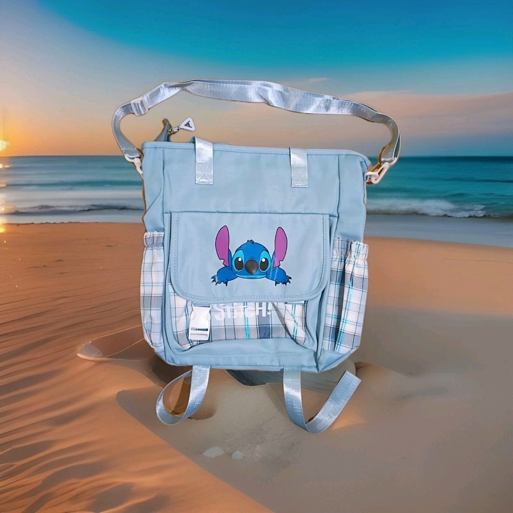 Stitch Backpack Blue And White Plaid