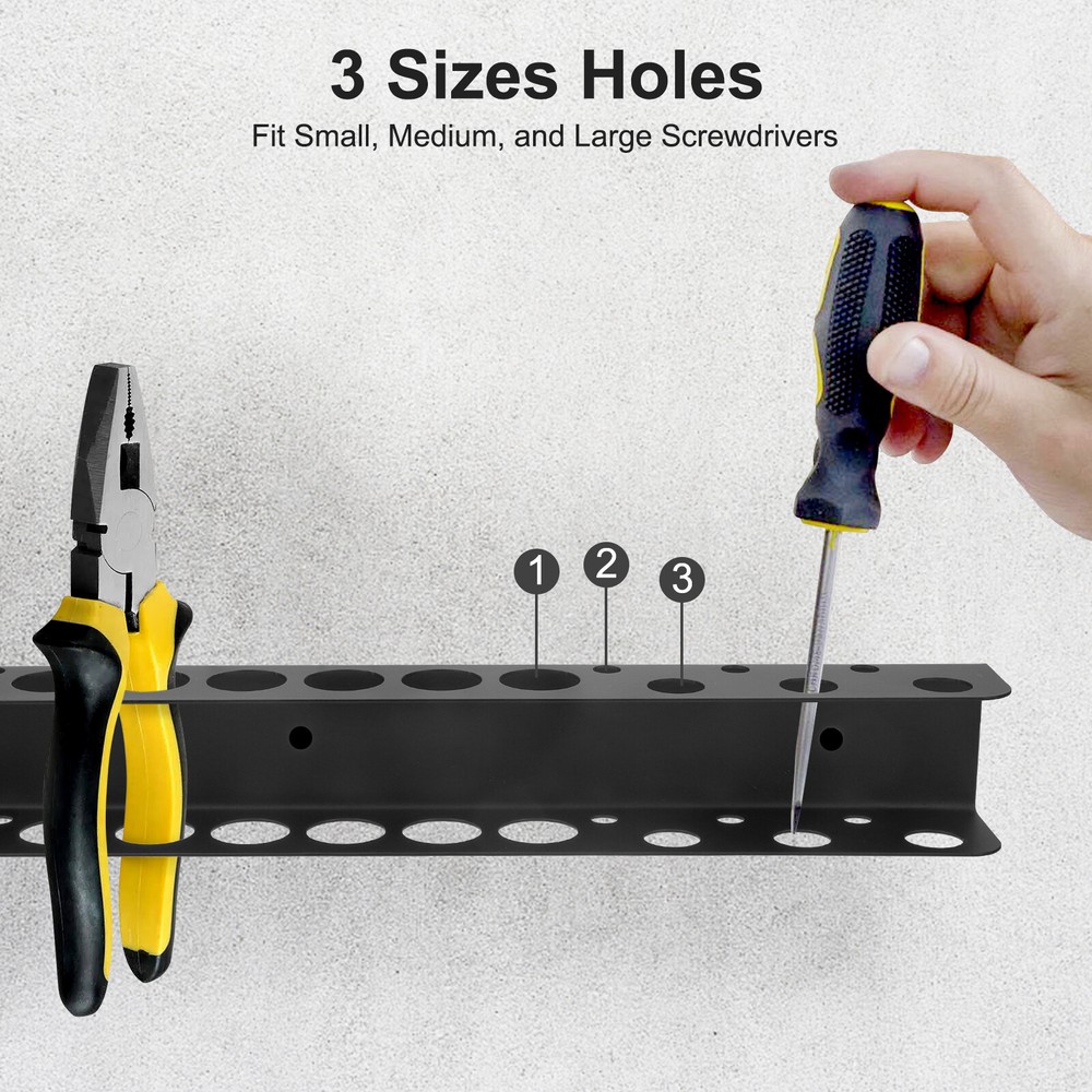 Screwdriver Holder Tool Rail Rack, Driver Hand Tools Organizer Shelf Wall Mount