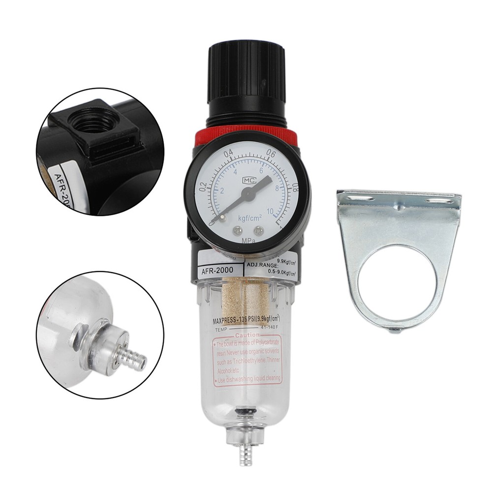 AFR-2000 1/4" Air Compressor Filter Water Separator Trap Tools Regulator Gauge