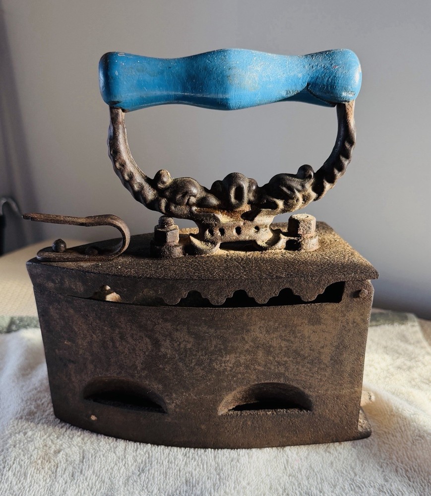 Antique German Coal Cast Iron with Wooden Handle