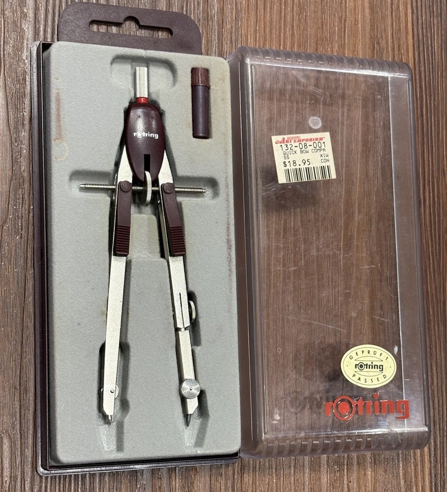 Vintage Rotring Protractor Drafting Tool With Case Made In Germany