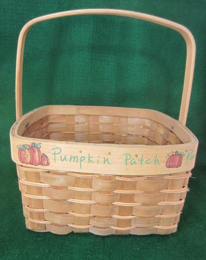 Basket - Pumpkin Patch - Thanksgiving, Fall  10" x 10", Rivet Handle - Nice