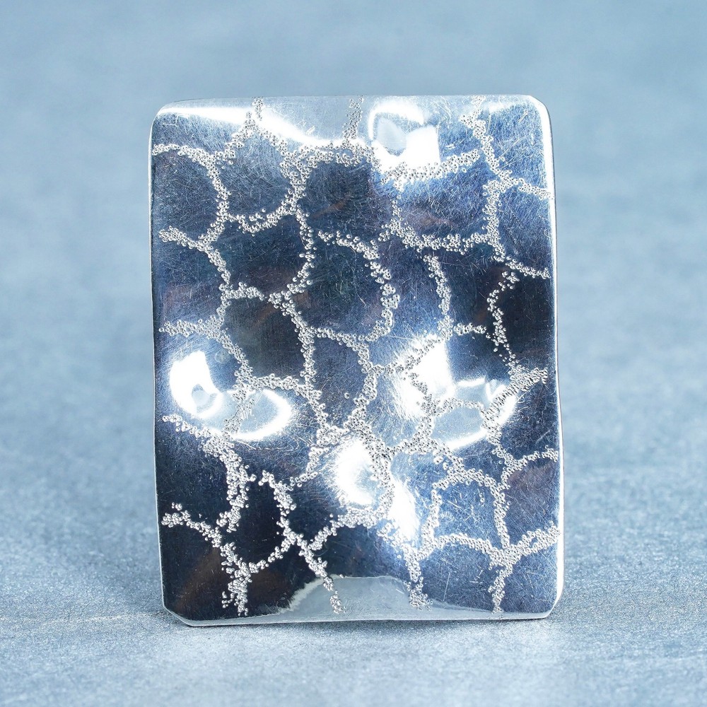 Size adjustable, vintage Sterling 925 silver ring, textured square band