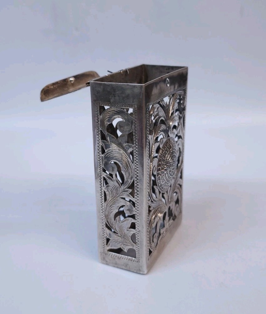 Mexico Aztec Sun Sterling Silver 925 Engraved Cigarette Case