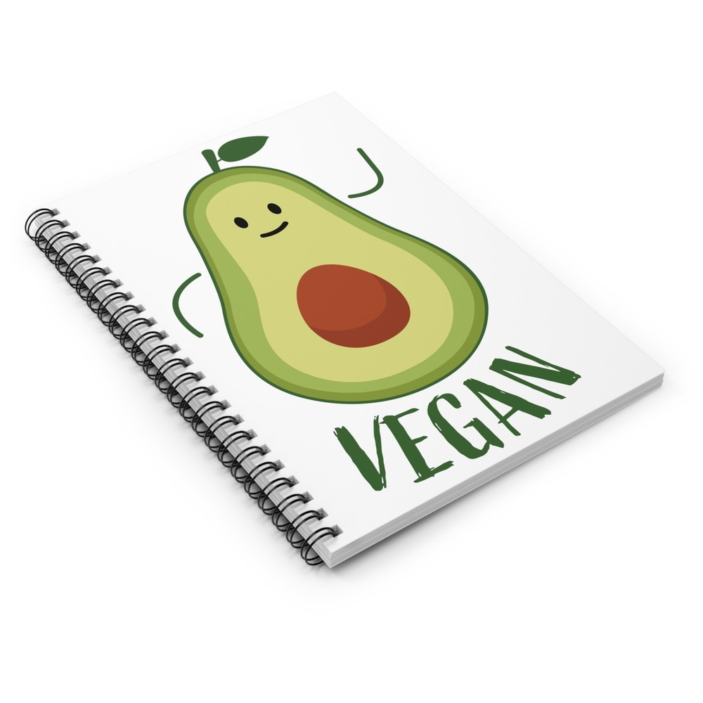 Cute Avocado Vegan Notebook | Spiral Ruled Journal
