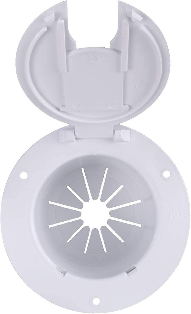 RecPro RV White Power Cord Hatch Cover | UV-Stabilized Plastic | Snap