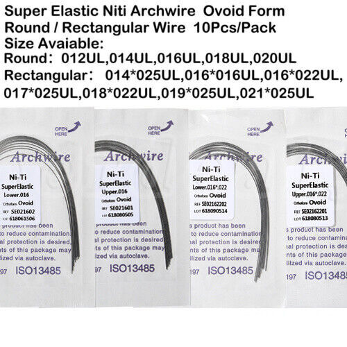 Dental Orthodontic NIti Elastic Ovoid/Square/Natural Rectangular Archwires ty