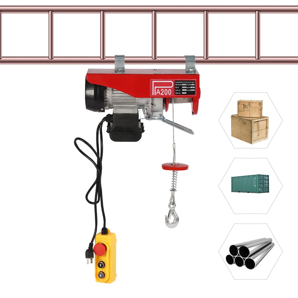 220LBS Electric Hoist Winch Engine Crane with Remote Control 110V