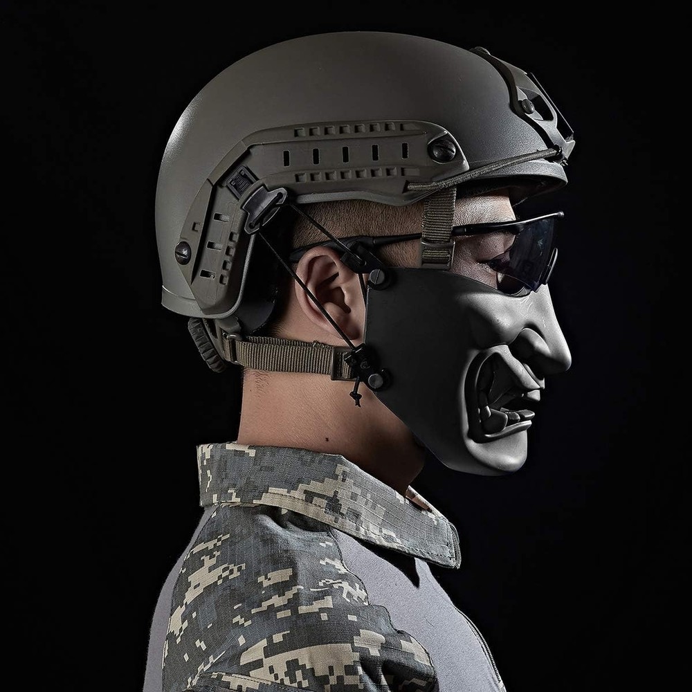 Customizable Airsoft Half Face Mask - Samurai Oni Design for Cosplay & Games