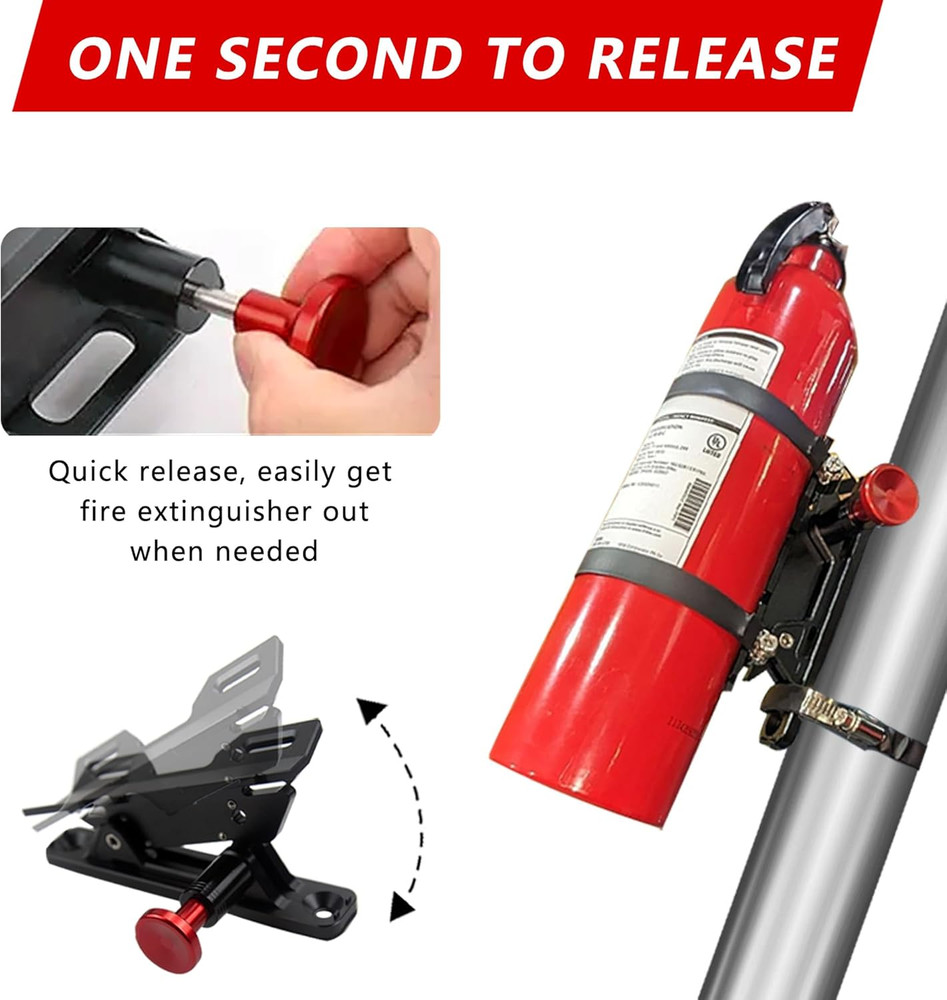 Quick Release Fire Extinguisher Mount - Aluminum Adjustable UTV Roll Bar Fire...