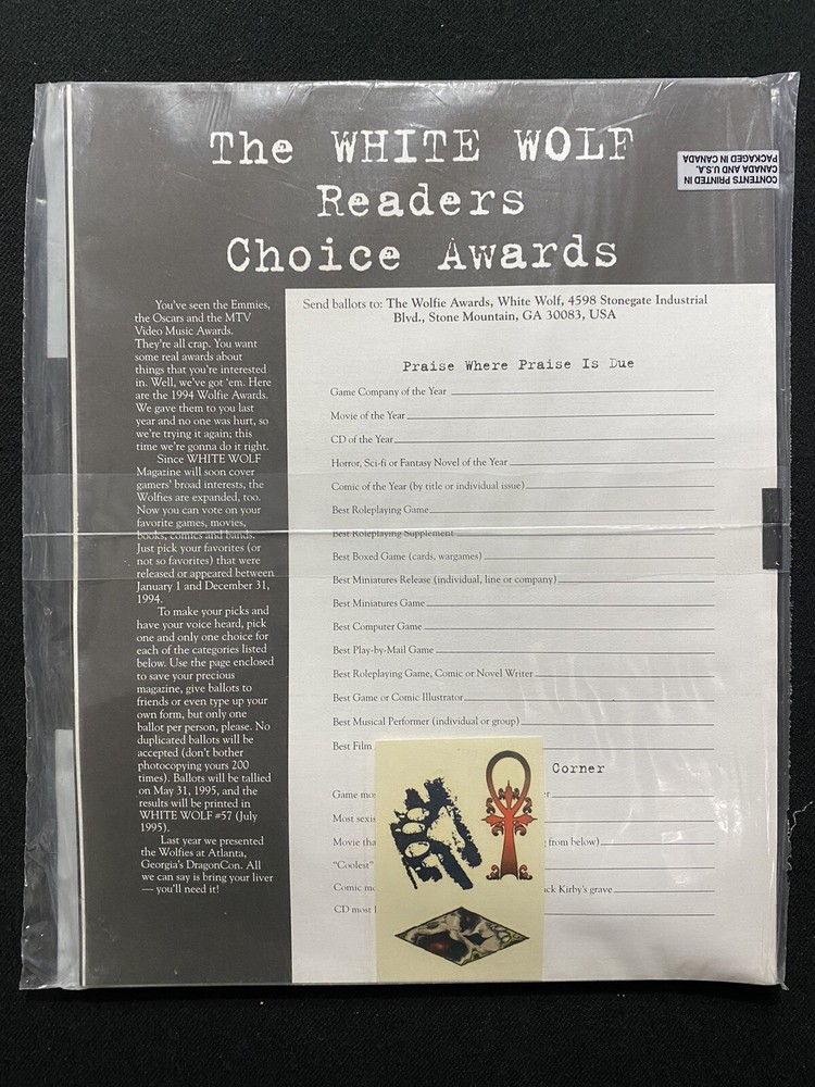 White Wolf Magazine Issue #50 New Sealed