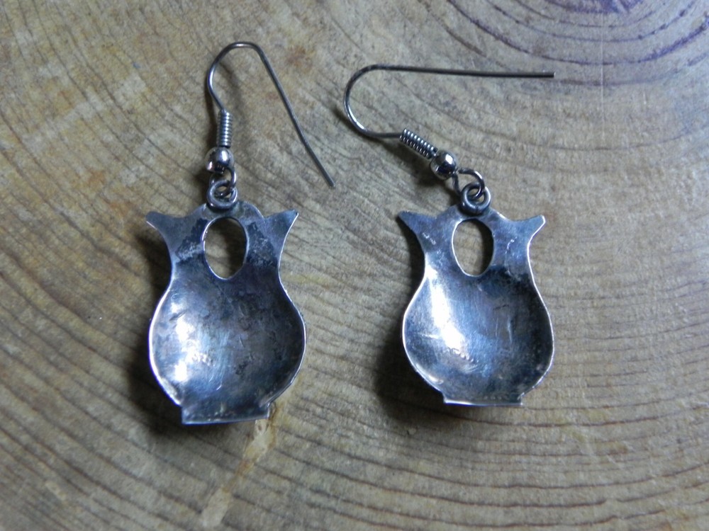 Sterling Silver POTTERY shaped dangle Earrings Navajo