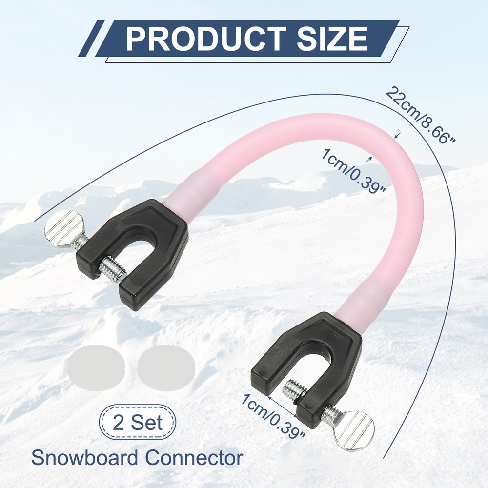 Ski Tip Connector, Snowboard Clip Ski Training Aid Basic Turning 2 Pcs & Pink