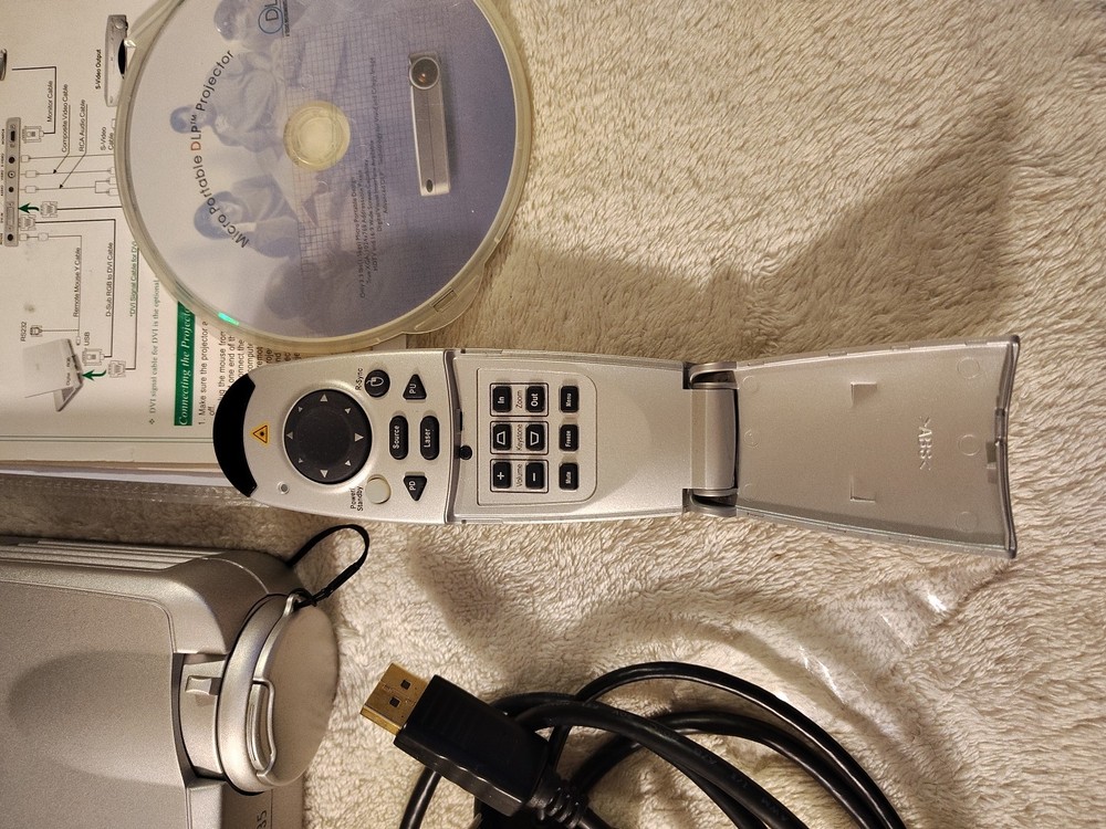Optoma EP735 EzPro DLP Projector Powers On Carrying Case Remote Bundle Cables
