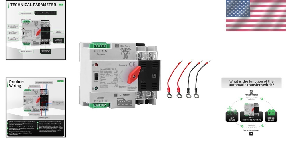 Versatile 2-Pole 100A ATS with Automatic Changeover for Safe Power Supply