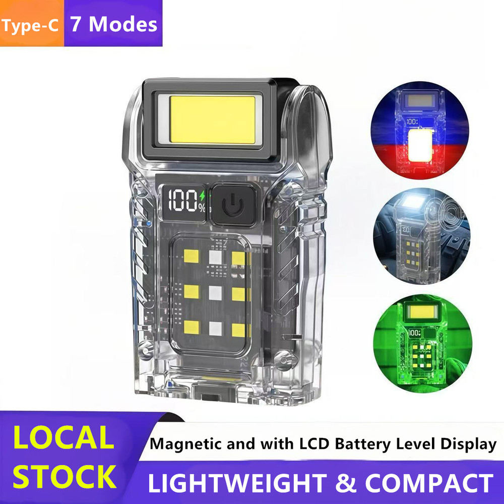 Super Bright 7 Modes Light Magnet Flashlight Pocket Torch Emergency Rechargeable