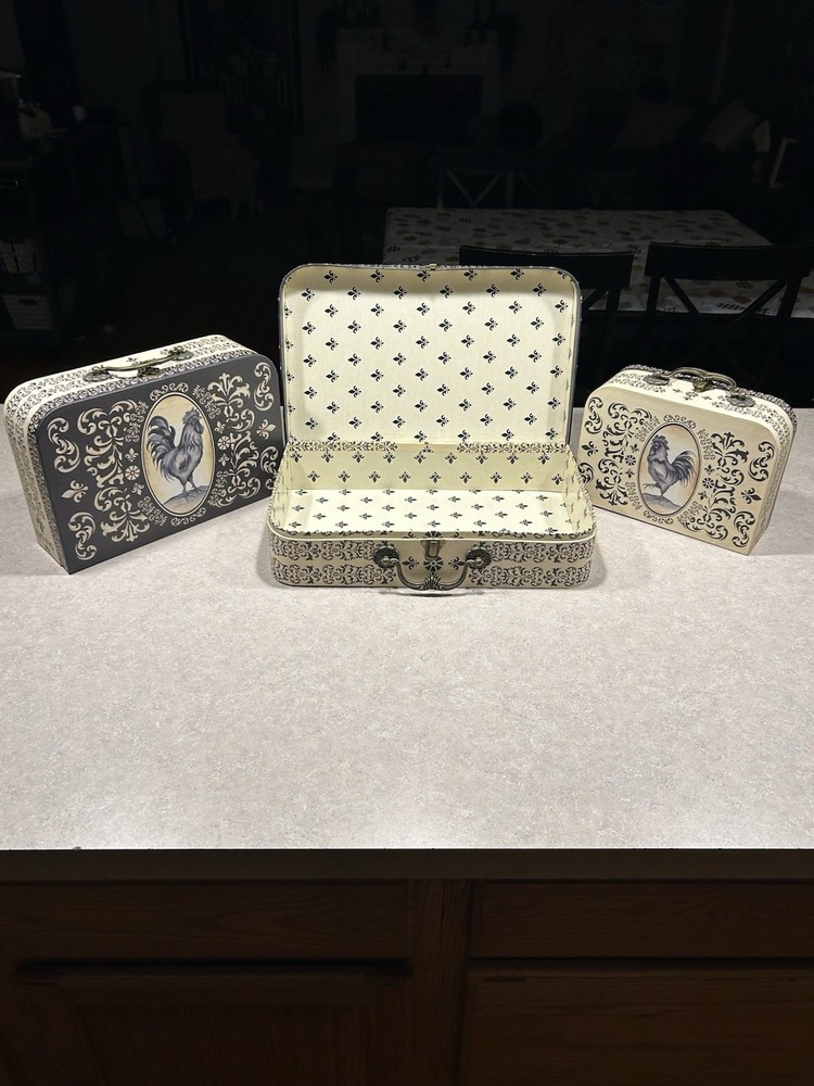 Vintage Style Nesting Stackable Decorative Cardboard Boxes 3pc