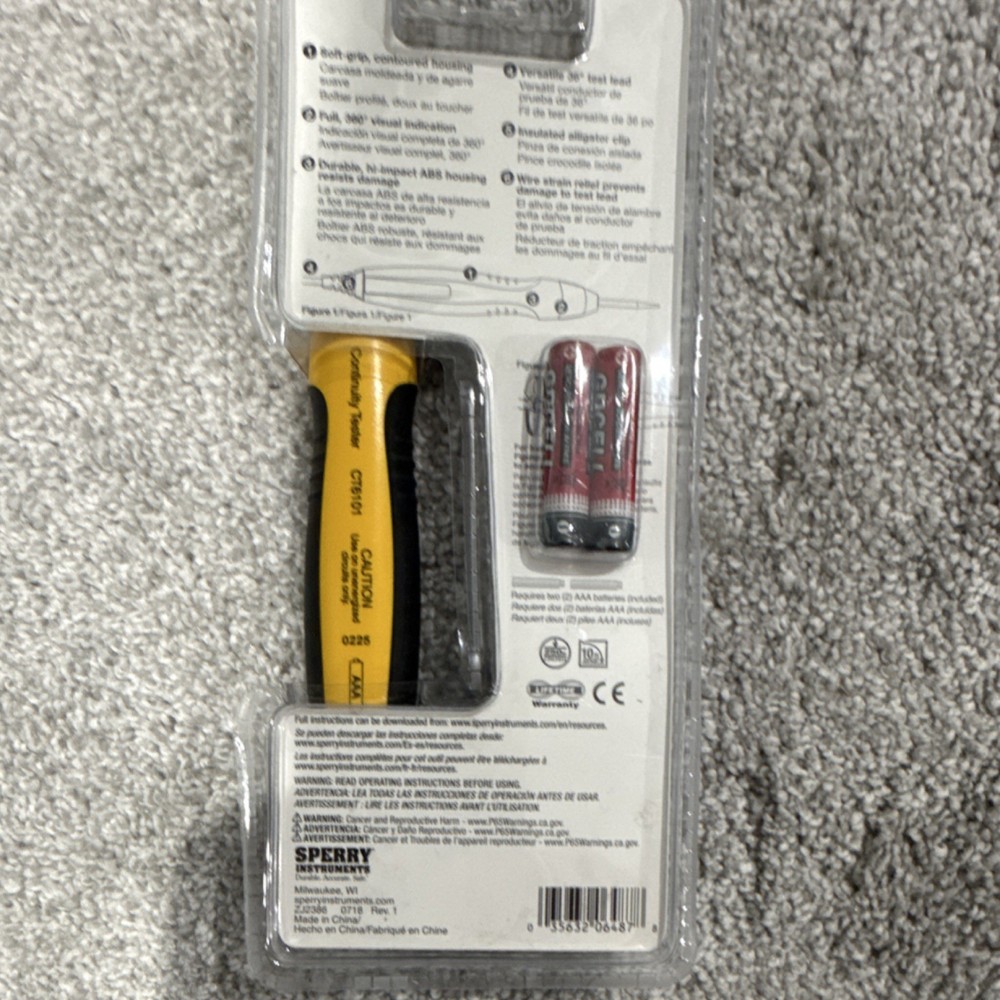 Sperry Instruments CT6101 Continuity Tester Visual Indication Yellow Black
