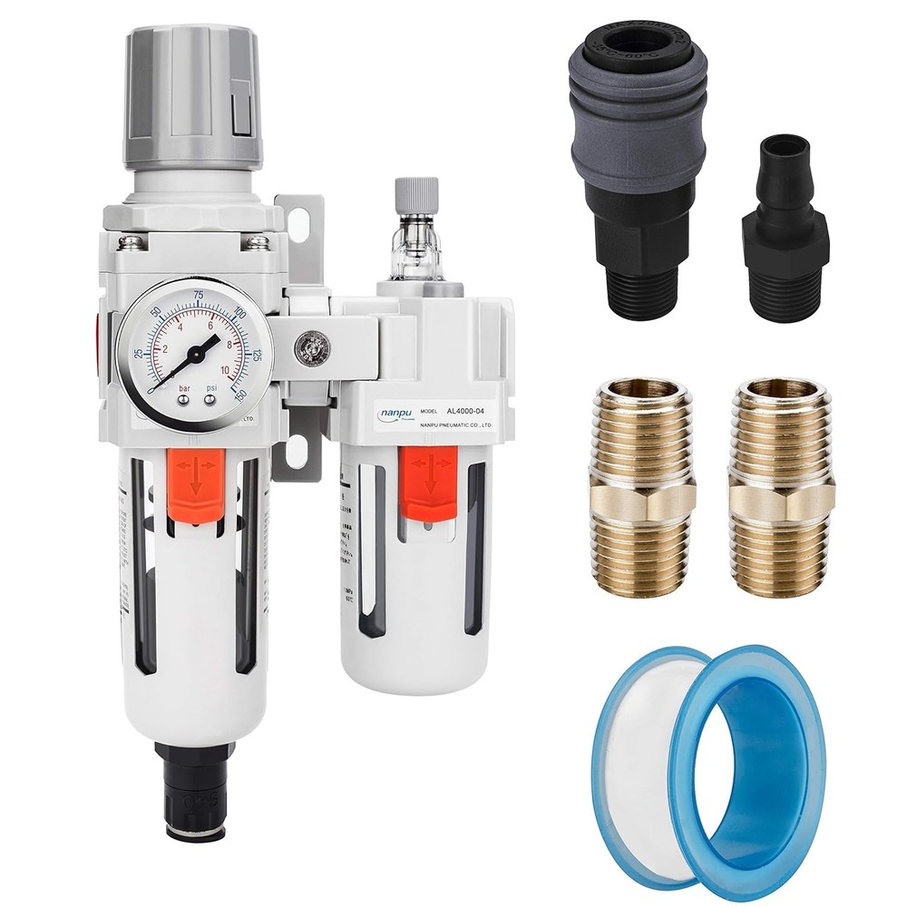 Comprehensive 1/2" NPT Air Filter Regulator Lubricator with Auto-Drain Function