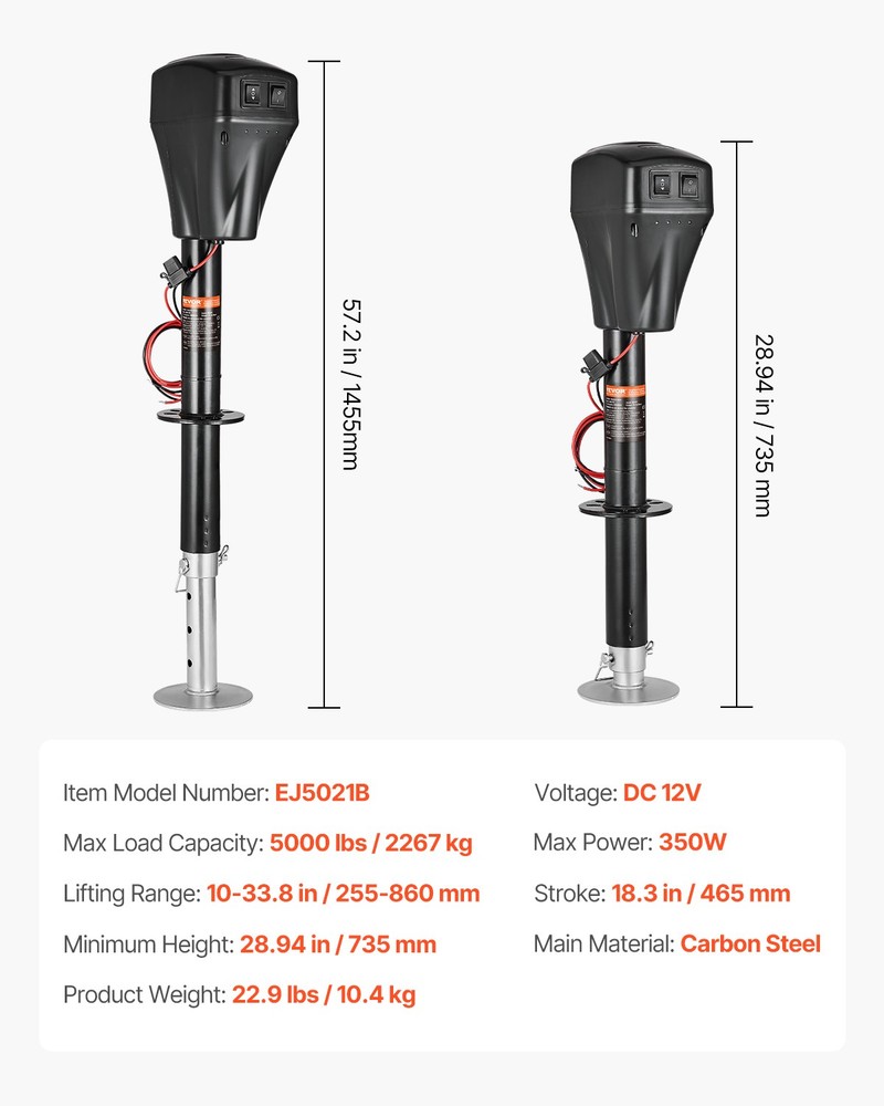 VEVOR Electric Trailer Jack 5000 lbs Power Tongue Jack for RV Trailer Camper
