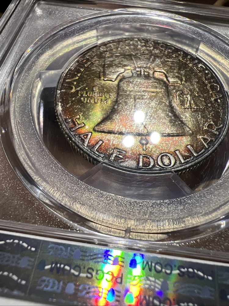 1957 D PCGS MS66+ Toned Franklin Half Dollar 50¢