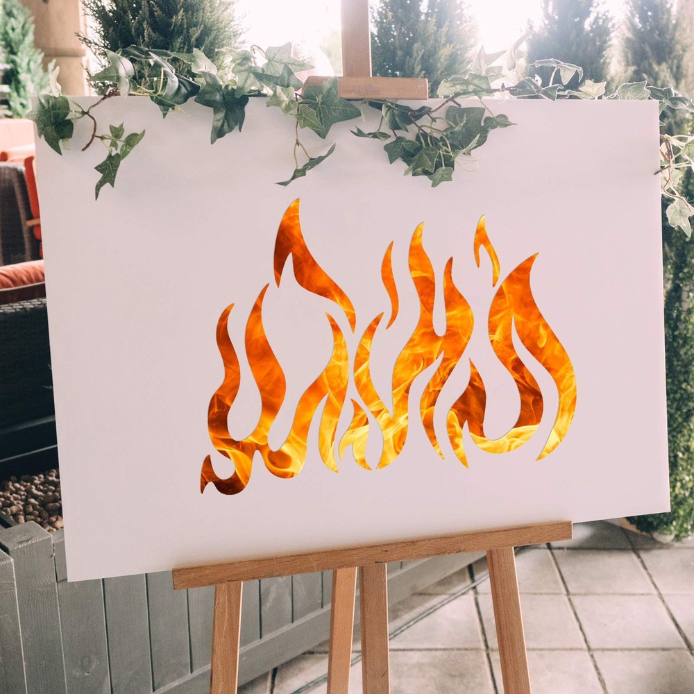 5 Sheets Flame Stencil Airbrush Flame Stencil Fire Stencil Fire Reusable Temp...