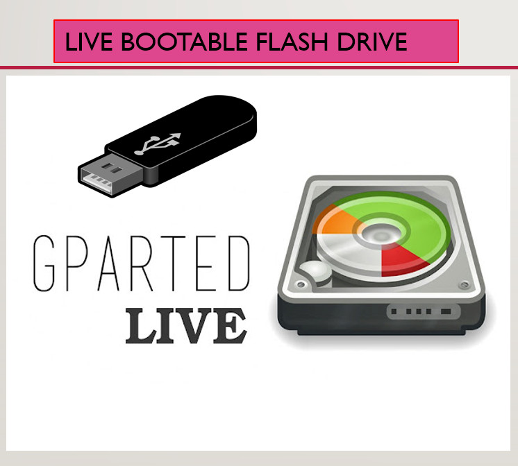 GParted 64 Bit Bootable USB Resize, Copy, and Move partitions FLASH DRIVE
