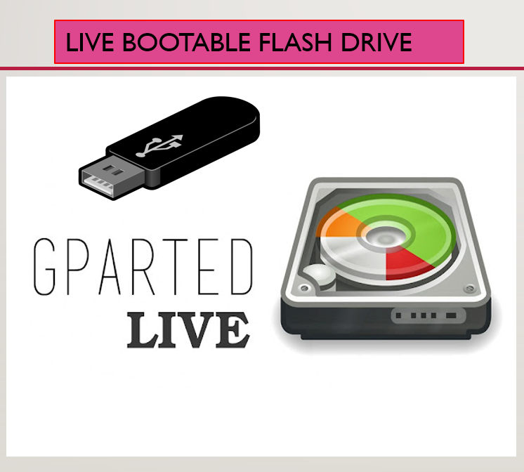 GParted 64 Bit Bootable USB Resize, Copy, and Move partitions FLASH DRIVE
