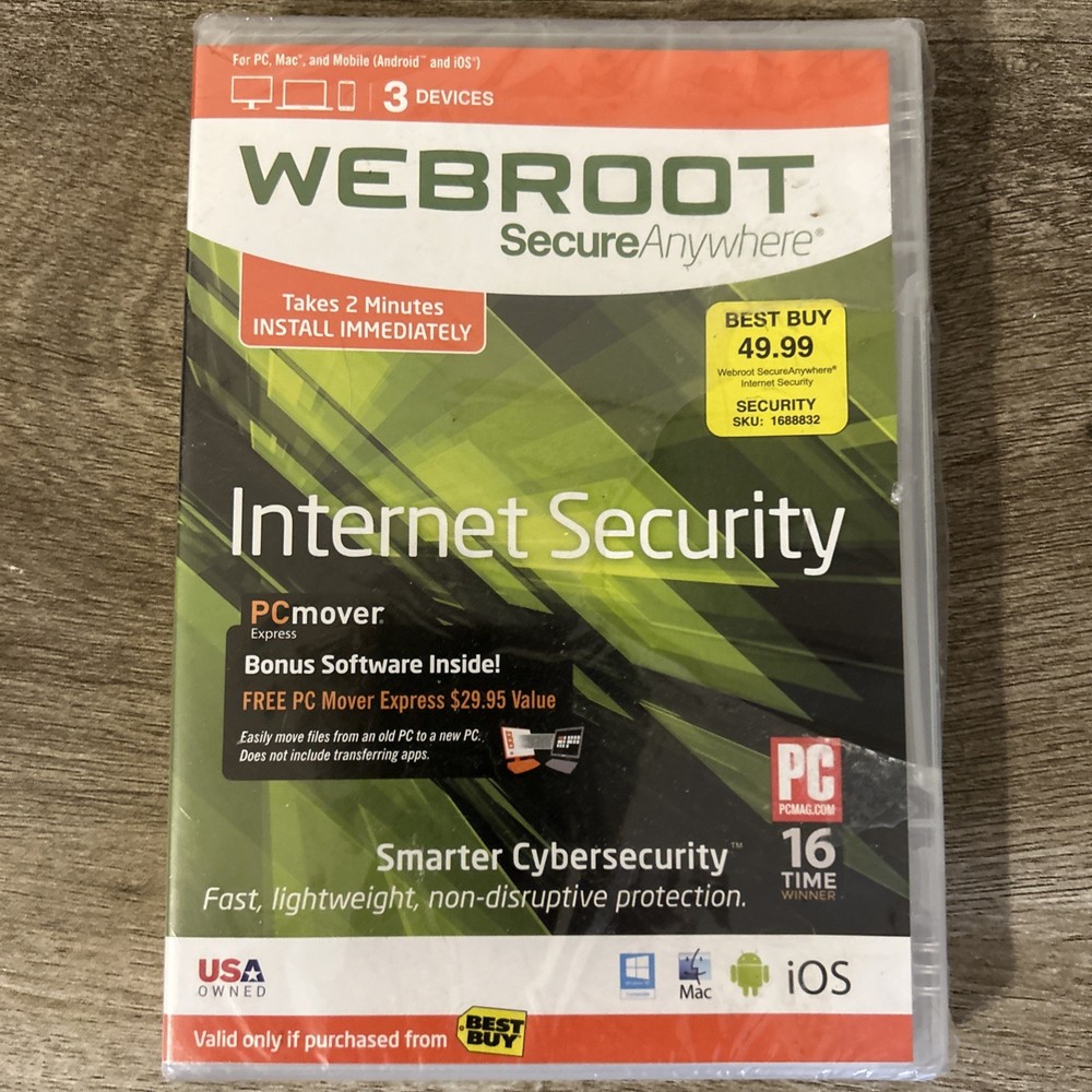 NEW WEBROOT Secure Anywhere Internet Security  3 Devices Antivirus Mobile PC Mac