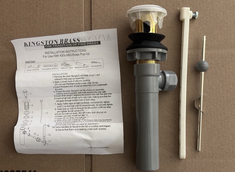 NEW Complement Bathroom Sink Drain Assembly Kingston Brass Missing Drain Pull A