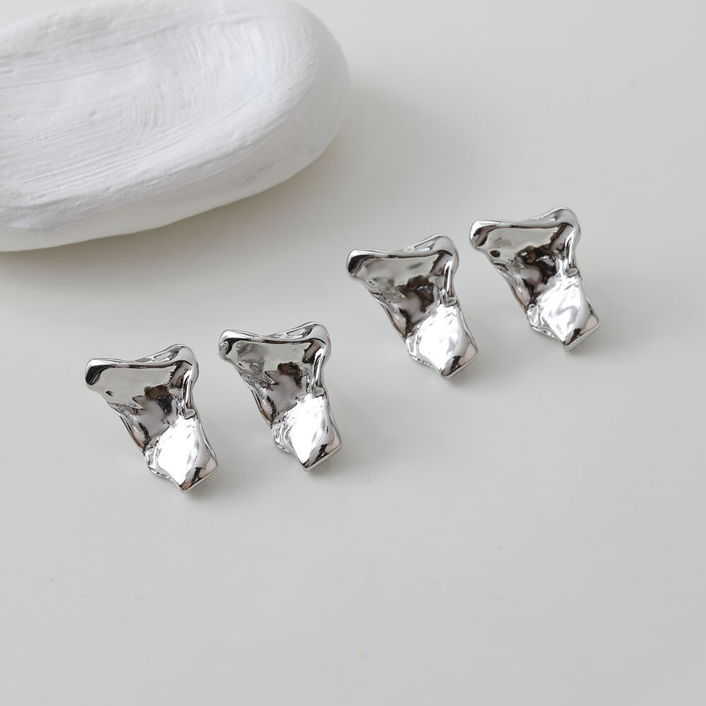 4pcs Irregular Hammered Earring Post,Geometry Irregular Stud Earrings
