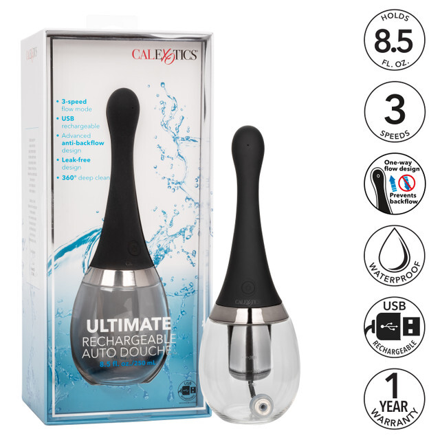 Ultimate Rechargeable Automatic Silicone Anal Douche Cleansing System Black